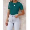 ZESICA Women’s Short Sleeve Sweater Tops 2026 Summer Crewneck T Shirt Ribbed Knit Slim Fit Basic Solid Color Tee(Teal)