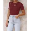 ZESICA Women’s Short Sleeve Sweater Tops 2026 Summer Crewneck T Shirt Ribbed Knit Slim Fit Basic Solid Color Tee(Wine)