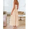 ZESICA Women‘s Summer Boho Strapless Maxi Dress 2026 Casual Sleeveless Off Shoulder Smocked Tiered Beach Long Sundress(Apricot)