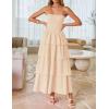 ZESICA Women‘s Summer Boho Strapless Maxi Dress 2026 Casual Sleeveless Off Shoulder Smocked Tiered Beach Long Sundress(Apricot)