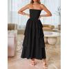 ZESICA Women‘s Summer Boho Strapless Maxi Dress 2026 Casual Sleeveless Off Shoulder Smocked Tiered Beach Long Sundress(Black)