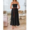 ZESICA Women‘s Summer Boho Strapless Maxi Dress 2026 Casual Sleeveless Off Shoulder Smocked Tiered Beach Long Sundress(Black)
