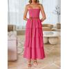 ZESICA Women‘s Summer Boho Strapless Maxi Dress 2026 Casual Sleeveless Off Shoulder Smocked Tiered Beach Long Sundress(Hot Pink)