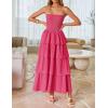ZESICA Women‘s Summer Boho Strapless Maxi Dress 2026 Casual Sleeveless Off Shoulder Smocked Tiered Beach Long Sundress(Hot Pink)