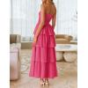 ZESICA Women‘s Summer Boho Strapless Maxi Dress 2026 Casual Sleeveless Off Shoulder Smocked Tiered Beach Long Sundress(Hot Pink)