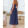 ZESICA Women‘s Summer Boho Strapless Maxi Dress 2026 Casual Sleeveless Off Shoulder Smocked Tiered Beach Long Sundress(Navy)