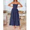 ZESICA Women‘s Summer Boho Strapless Maxi Dress 2026 Casual Sleeveless Off Shoulder Smocked Tiered Beach Long Sundress(Navy)