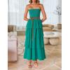 ZESICA Women‘s Summer Boho Strapless Maxi Dress 2026 Casual Sleeveless Off Shoulder Smocked Tiered Beach Long Sundress(Peacock)