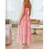 ZESICA Women‘s Summer Boho Strapless Maxi Dress 2026 Casual Sleeveless Off Shoulder Smocked Tiered Beach Long Sundress(Pink)