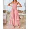 ZESICA Women‘s Summer Boho Strapless Maxi Dress 2026 Casual Sleeveless Off Shoulder Smocked Tiered Beach Long Sundress(Pink)