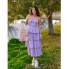 ZESICA Women‘s Summer Boho Strapless Maxi Dress 2026 Casual Sleeveless Off Shoulder Smocked Tiered Beach Long Sundress(Purple)