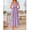 ZESICA Women‘s Summer Boho Strapless Maxi Dress 2026 Casual Sleeveless Off Shoulder Smocked Tiered Beach Long Sundress(Purple)