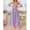 ZESICA Women‘s Summer Boho Strapless Maxi Dress 2026 Casual Sleeveless Off Shoulder Smocked Tiered Beach Long Sundress(Purple)