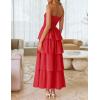 ZESICA Women‘s Summer Boho Strapless Maxi Dress 2026 Casual Sleeveless Off Shoulder Smocked Tiered Beach Long Sundress(Red)