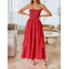 ZESICA Women‘s Summer Boho Strapless Maxi Dress 2026 Casual Sleeveless Off Shoulder Smocked Tiered Beach Long Sundress(Red)