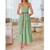 ZESICA Women‘s Summer Boho Strapless Maxi Dress 2026 Casual Sleeveless Off Shoulder Smocked Tiered Beach Long Sundress(Sage)