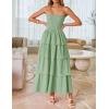 ZESICA Women‘s Summer Boho Strapless Maxi Dress 2026 Casual Sleeveless Off Shoulder Smocked Tiered Beach Long Sundress(Sage)
