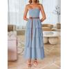 ZESICA Women‘s Summer Boho Strapless Maxi Dress 2026 Casual Sleeveless Off Shoulder Smocked Tiered Beach Long Sundress(Sky)