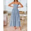 ZESICA Women‘s Summer Boho Strapless Maxi Dress 2026 Casual Sleeveless Off Shoulder Smocked Tiered Beach Long Sundress(Sky)