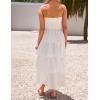 ZESICA Women‘s Summer Boho Strapless Maxi Dress 2026 Casual Sleeveless Off Shoulder Smocked Tiered Beach Long Sundress(White)