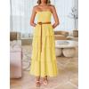 ZESICA Women‘s Summer Boho Strapless Maxi Dress 2026 Casual Sleeveless Off Shoulder Smocked Tiered Beach Long Sundress(Yellow)