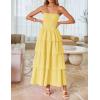 ZESICA Women‘s Summer Boho Strapless Maxi Dress 2026 Casual Sleeveless Off Shoulder Smocked Tiered Beach Long Sundress(Yellow)
