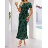 ZESICA Women’s Summer Short Sleeve Floral Bodycon Dress 2026 Ruched Mesh Wedding Guest Cocktail Party Maxi Dresses(Green)