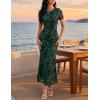 ZESICA Women’s Summer Short Sleeve Floral Bodycon Dress 2026 Ruched Mesh Wedding Guest Cocktail Party Maxi Dresses(Green)