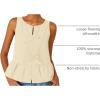 ZESICA Women’s Summer Sleeveless Tank Tops Crewneck Tie Front Loose Flowy Ruffle Peplum Babydoll Blouses(Apricot)