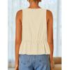 ZESICA Women’s Summer Sleeveless Tank Tops Crewneck Tie Front Loose Flowy Ruffle Peplum Babydoll Blouses(Apricot)