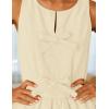 ZESICA Women’s Summer Sleeveless Tank Tops Crewneck Tie Front Loose Flowy Ruffle Peplum Babydoll Blouses(Apricot)