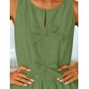 ZESICA Women’s Summer Sleeveless Tank Tops Crewneck Tie Front Loose Flowy Ruffle Peplum Babydoll Blouses(Armygreen)