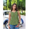 ZESICA Women’s Summer Sleeveless Tank Tops Crewneck Tie Front Loose Flowy Ruffle Peplum Babydoll Blouses(Armygreen)