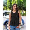 ZESICA Women’s Summer Sleeveless Tank Tops Crewneck Tie Front Loose Flowy Ruffle Peplum Babydoll Blouses(Black)