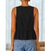 ZESICA Women’s Summer Sleeveless Tank Tops Crewneck Tie Front Loose Flowy Ruffle Peplum Babydoll Blouses(Black)