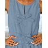 ZESICA Women’s Summer Sleeveless Tank Tops Crewneck Tie Front Loose Flowy Ruffle Peplum Babydoll Blouses(Dustyblue)