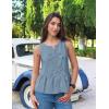 ZESICA Women’s Summer Sleeveless Tank Tops Crewneck Tie Front Loose Flowy Ruffle Peplum Babydoll Blouses(Dustyblue)
