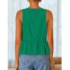 ZESICA Women’s Summer Sleeveless Tank Tops Crewneck Tie Front Loose Flowy Ruffle Peplum Babydoll Blouses(Green)