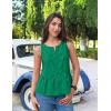ZESICA Women’s Summer Sleeveless Tank Tops Crewneck Tie Front Loose Flowy Ruffle Peplum Babydoll Blouses(Green)
