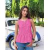 ZESICA Women’s Summer Sleeveless Tank Tops Crewneck Tie Front Loose Flowy Ruffle Peplum Babydoll Blouses(Hotpink)