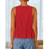 ZESICA Women’s Summer Sleeveless Tank Tops Crewneck Tie Front Loose Flowy Ruffle Peplum Babydoll Blouses(Red)