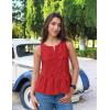 ZESICA Women’s Summer Sleeveless Tank Tops Crewneck Tie Front Loose Flowy Ruffle Peplum Babydoll Blouses(Red)