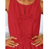 ZESICA Women’s Summer Sleeveless Tank Tops Crewneck Tie Front Loose Flowy Ruffle Peplum Babydoll Blouses(Red)