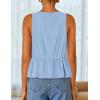 ZESICA Women’s Summer Sleeveless Tank Tops Crewneck Tie Front Loose Flowy Ruffle Peplum Babydoll Blouses(Sky)