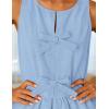 ZESICA Women’s Summer Sleeveless Tank Tops Crewneck Tie Front Loose Flowy Ruffle Peplum Babydoll Blouses(Sky)