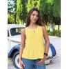 ZESICA Women’s Summer Sleeveless Tank Tops Crewneck Tie Front Loose Flowy Ruffle Peplum Babydoll Blouses(Yellow)