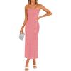 ZESICA Women’s 2026 Summer Boho Floral Strapless Bodycon Midi Dress Off Shoulder Tube Beach Cocktail Party Long Dresses(Dusty Pink)