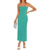 ZESICA Women’s 2026 Summer Boho Floral Strapless Bodycon Midi Dress Off Shoulder Tube Beach Cocktail Party Long Dresses(Peacock)