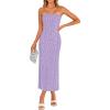 ZESICA Women’s 2026 Summer Boho Floral Strapless Bodycon Midi Dress Off Shoulder Tube Beach Cocktail Party Long Dresses(Purple)