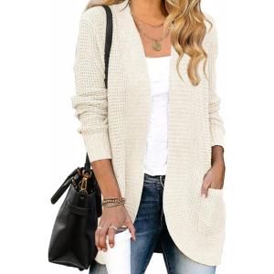 ZESICA Women’s Fall Winter 2026 Long Sleeve Open Front Casual Lightweight Soft Knit Cardigan Sweater Outerwear(Apricot)
